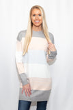 Colour Block Sweater Tunic Dress - Grey and Pink