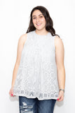 All Things Lace Sleeveless Top Grey