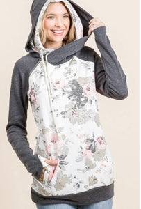 Chilly Nights Floral Double Hoodie