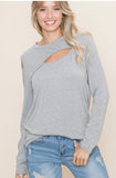 Cold Shoulder Top - Grey