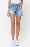 Cello Boyfriend High Rise Shorts - Light Wash