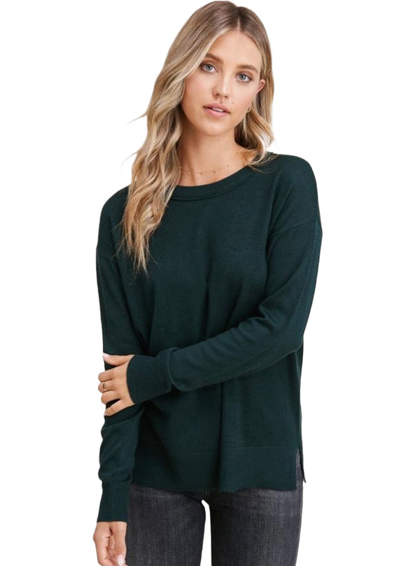 Just Between Us Knit Sweater - Hunter Green