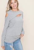 Cold Shoulder Top - Grey