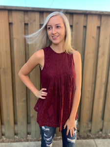 All Things Lace Sleeveless- Burgundy