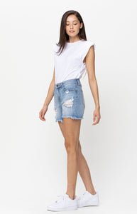 Cello Boyfriend High Rise Shorts - Light Wash