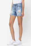 Cello Boyfriend High Rise Shorts - Light Wash