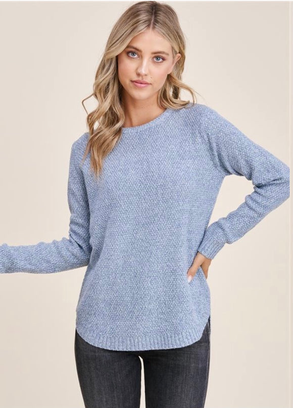 Winter Days Knit Sweater - Light Blue